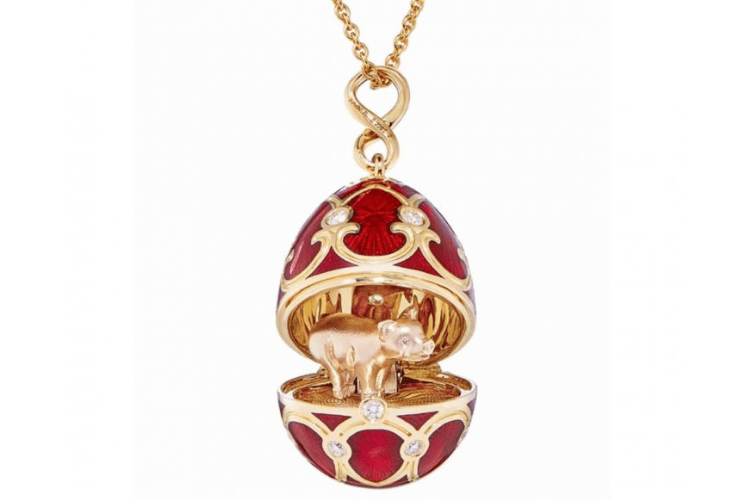 Faberge Pig egg necklace Pendant jewelry