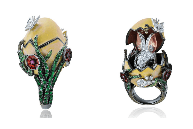 22.Lydia Courteille egg Bunny Ring Animal Jewelry