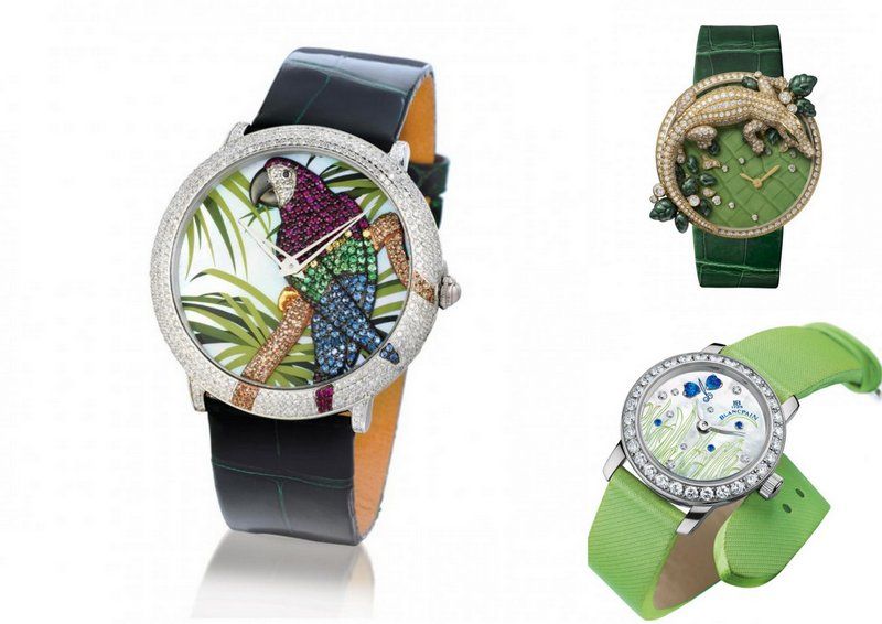 LeVianwatchparrot diamondlady Cartier watchcrocodileLes indomptables de cartierBlancpaingreenwatch